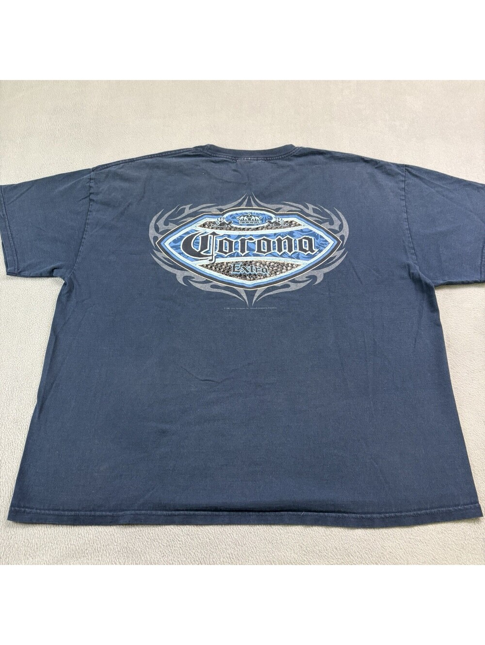 Vintage 2003 Corona Extra Beer Tribal T Shirt Size 2XL Navy Blue